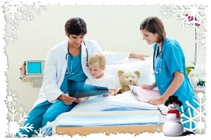 medical professionals with patient during holidays